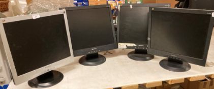 4 x assorted ViewSonic 17" computer monitors - please note: no power leads (R03)