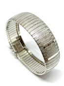 Sterling silver broad (20mm) bracelet, length 195mm, total weight 28.