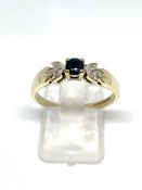 Sapphire and diamond ring 9ct gold, overall weight 2.