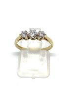 Cubic zirconia three stone ring 9ct gold, overall weight 1.