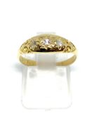 Victorian 22ct gold band star-set with three diamonds, estimated total diamond weight 0.