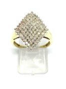 Diamond cluster ring 1.00ct total weight stamped 9K, overall weight 3.