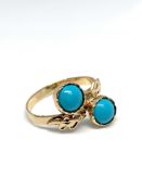 Two stone turquoise ring, foreign marks believed 14ct, overall weight 2.