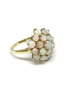 Opal cluster ring diameter 20mm 9ct gold, overall weight 3.