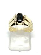 Black and blue cabochon reversible ring stamped 14K, overall weight 2.