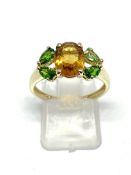 Citrine and peridot ring 9ct gold, overall weight 2.