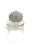 9ct gold diamond cluster, total diamond weight 0.50ct, overall weight 3.