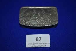 Pewter Snuff Box with Hunting Scene by W. Sharrow & Co. (AF - broken hinge)