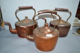 Three Victorian Copper Kettles