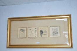 Gilt Framed Humorous Cartoons