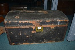Dome Topped Canvas Covered Pine Travel Trunk