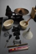 Vintage Kitchenalia Including Scales, Funnel, etc.