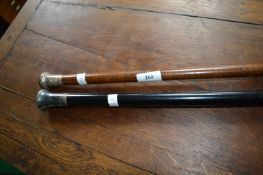 Two Silver Topped Walking Canes