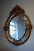 Reproduction Ornate Gilded Oval Mirror