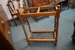 Edwardian Oak Barley Twist Stick Stand