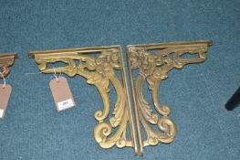 Pair of Reproduction Brass Ornate Shelf Brackets