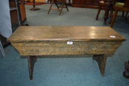 Carved Pine Storage Bench