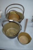 Five Victorian Brass Jam Pans