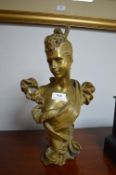 Reproduction Brass Bust of a Young Lady