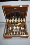 Maplin & Webb Oak Cased EPNS Cutlery Canteen (complete set)