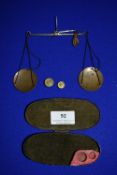 Brass Portable Scales and Weights in Tin Case