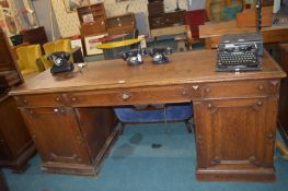 Victorian Oak Pedestal Desk