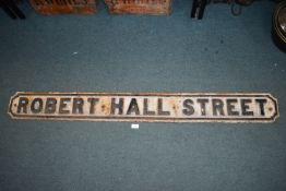 Original Victorian Cast Iron Street Sign for Robert Hall Street