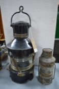 WWII Signal Lamp by Best & Lloyd Limited 1944 “Not Under Command”, plus Smaller Lamp