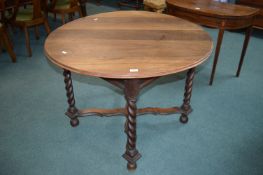 Victorian Circular Mahogany Table on X Frame with Barley Twist Legs