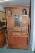 Edwardian Carved Oak Hall Stand with Greenman Detail