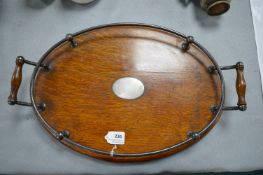 Edwardian Oak Balustered Tray