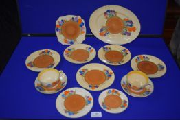 Original Clarice Cliff Crocus Pattern Bizarre Tableware 13pcs