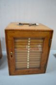 Small Victorian Boxwood Seventeen Drawer Specimen Collectors Cabinet with Original Lock and Key