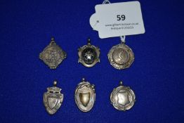 Six Hallmarked Silver Fobs ~48g total