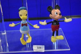 Walty Disney Mickey Mouse and Donald Duck Hand Puppets