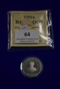 Royal Mint 1994 Barbados Silver Dollar Commemorating The Queen Mother