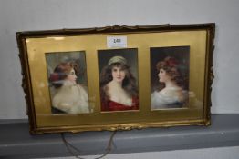 Gilt Framed Prints of Edwardian Ladies