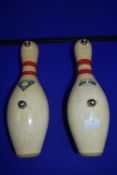 Pair of American Bowling Pins Converted to Door Handles