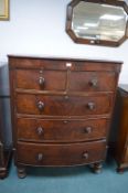Victorian Mahogany Veneered Bow Front Two over Three Chest