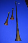 Three Brass & Copper Hunting Horns