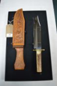 Bowie Knife by William Rogers of Sheffield with Hand Tooled Leather Sheath