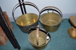 Five Victorian Brass Jam Pans