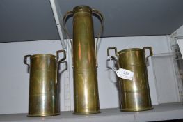 Three Trench Art Shell Case Vases