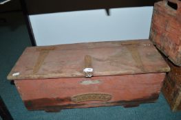 Pine Tool Chest with Cast Iron Plaque Reading 9½ Tons