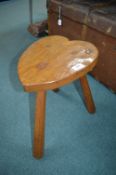 Acorn Man Carved Oak Heart Shaped Stool