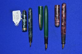 Three Fountain Pens with 14ct Gold Nibs by Conway Stewart and Sheaffer