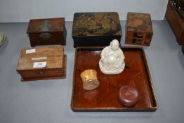 Eastern Style Lacquered & Wooden Boxes, Figures, etc.