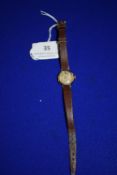 Vintage Rotary Junior 9ct Gold Wristwatch with Leather Strap (in working condition)