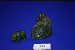 Two Jade Bear Carvings