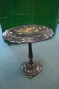 Early Victorian Papier-Mâché Occasional Table with Floral Design and Mother of Pearl Inlay